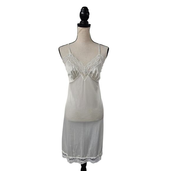 Sliperfection Dresses & Skirts - Vtg Sliperfection Womens Babydoll Midi Slip Dress Size M 38 Satin Lace